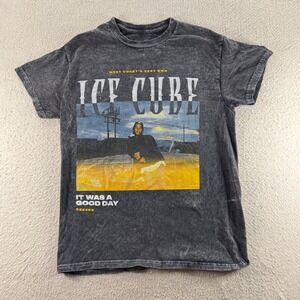 Ice Cube It Was A Good Day Graphic T Shirt Vtg Stlye‎ Wash Black Sz S Casual Rap